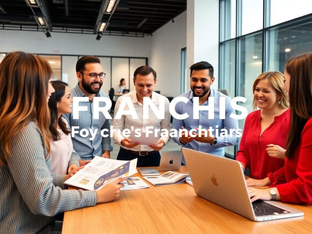 Imagini ale antreprenorilor discutand despre francize.